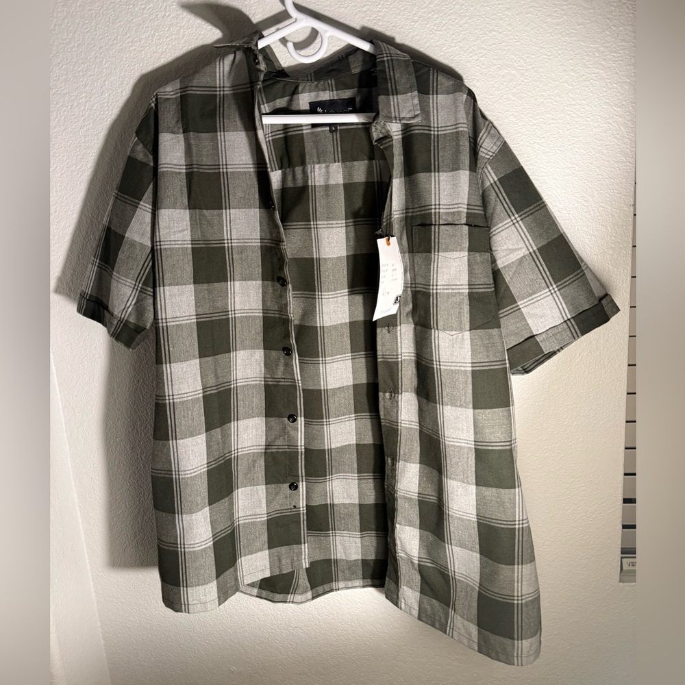 Triveni Men's Green Plaid Shirt Size Large